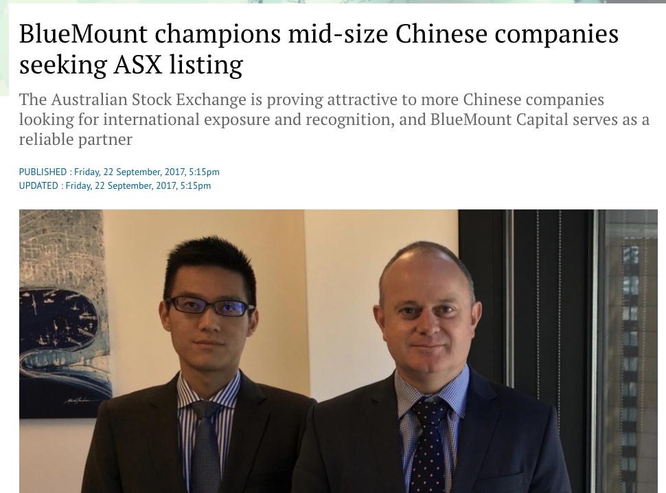 BlueMount champions mid-size Chinese companies seeking ASX listing South China Morning post